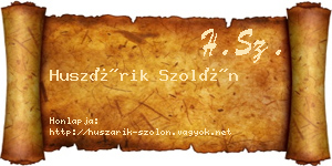 Huszárik Szolón névjegykártya